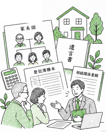 相続関係の確認資料のイラスト